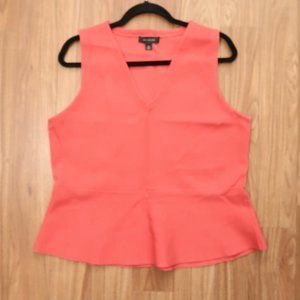 Ann Taylor Peplum Blouse Top Women's XL Rust Orange Sleeveless Ponte Knit V Neck